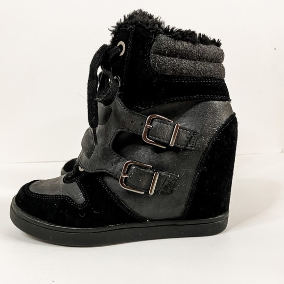 Aldo Wedge Heel Sneaker Bootie Black Size 8 - Picture 4 of 9